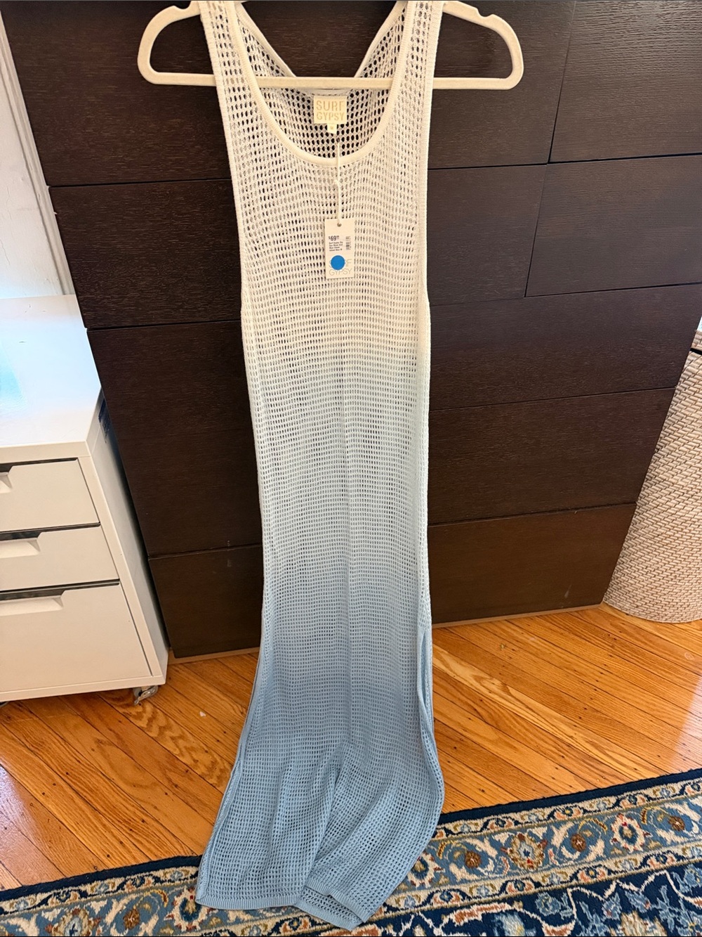 Surf Gypsy Light Blue Ombre Crochet Maxi Dress